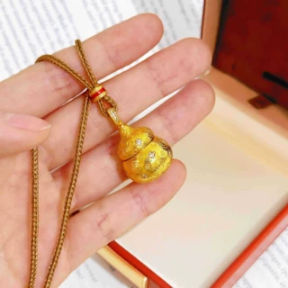 铜合金国风錾刻花纹胖葫芦吊坠项链女新中式福禄毛衣链挂坠送女友