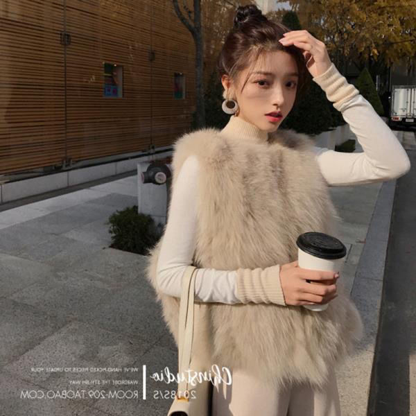 2025 New Autumn and Winter Imitation Fur Vest Women's Short Vest Vest Imitation Fox Fur Plush Popular Vest Jacket
