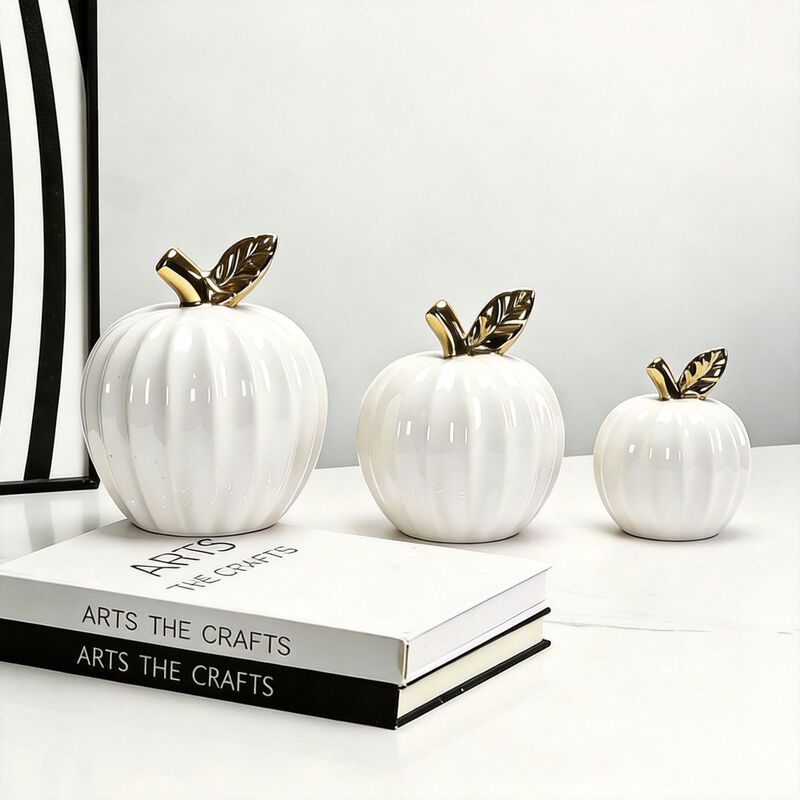 Nordic Style Apple Ceramic Gold-Plated Ornaments Home Decor Modern Minimalist Creative Living Room Office Decorations