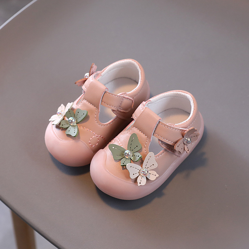 Scarpe da fiore primaverili e autunnali per bambini coreane con suola morbida in pelle da principessa per bambina singola da 0-1-2 anni_voghion.com