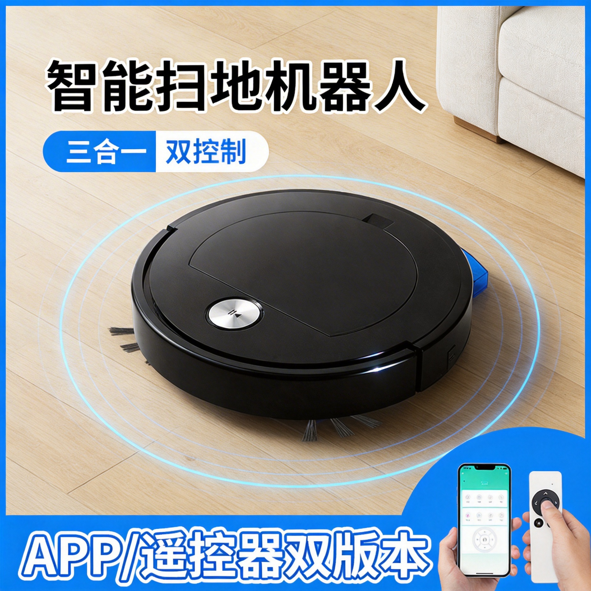 Cross-border intelligent sweeping robot three-in-one mobile phone APP remote control with water tank automatic sweeping suction drag integration