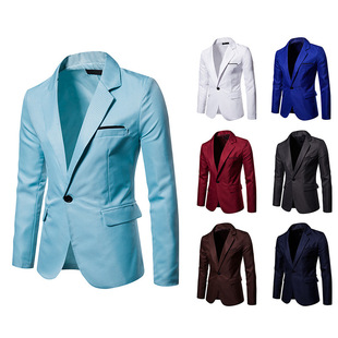 Cross-Border Men's solid color workplace essential plus size suit jacket European size men's slim fit casual small suit
