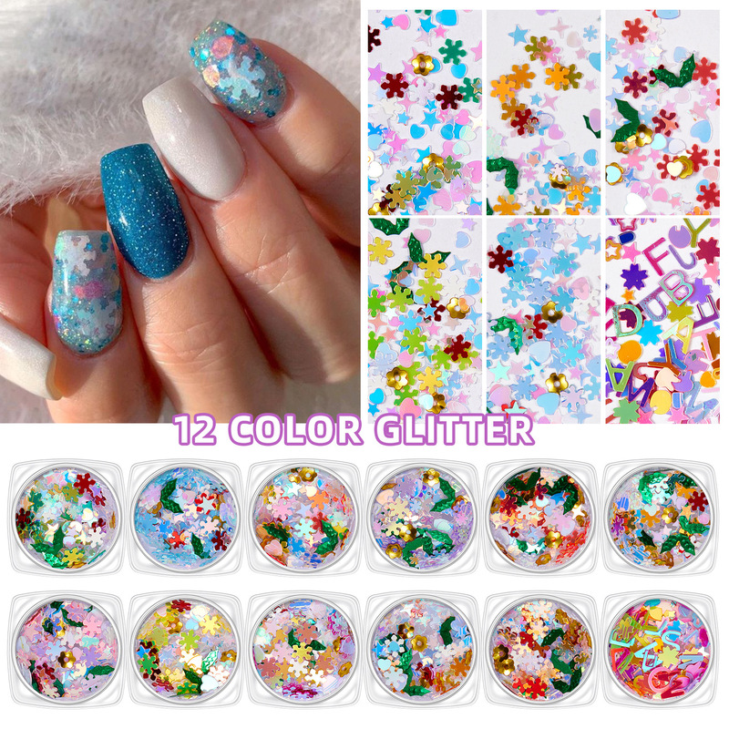 Hot-Selling Foreign Trade Glitter Sequin Set Mixed Jewelry Resin Flow Hemp DIY Clay Filler Glitter Powder Wholesale