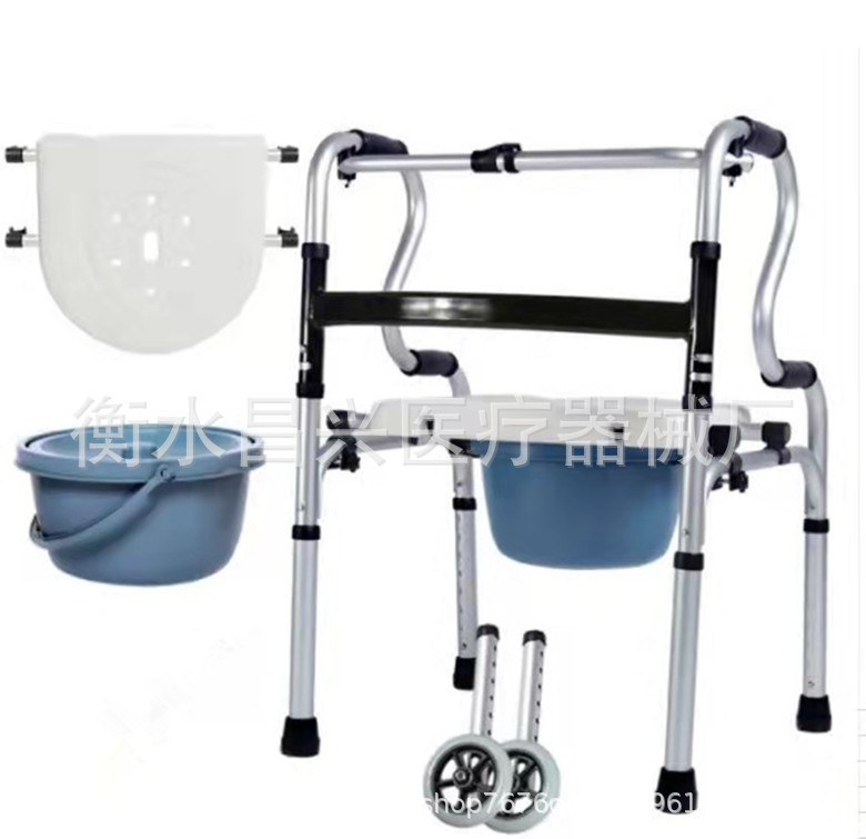 Fábrica al por mayor de aleación de aluminio ayuda para caminar plegable ayuda para caminar con el tablero sentado ancianos rehabilitación baño ayuda para caminar