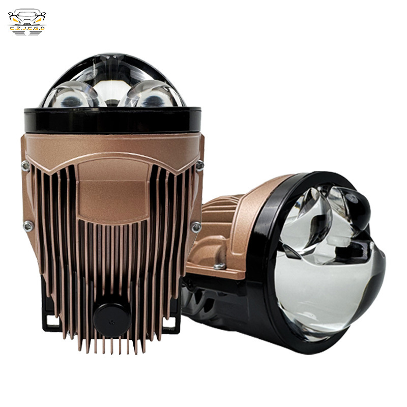 Nuevo automóvil LED de 3 pulgadas doble luz directa doble lente de lámpara de niebla láser de lejos y cerca doble lente delantera del automóvil modificada