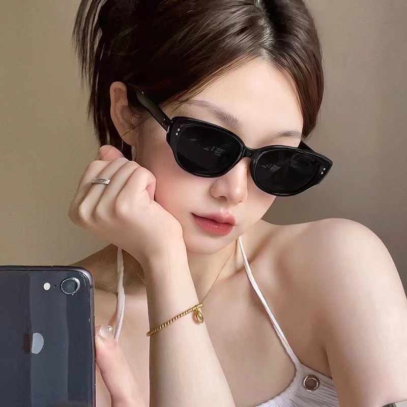 复古猫眼墨镜女高级感辣妹风太阳镜男方圆脸眼镜防紫外线可配近视