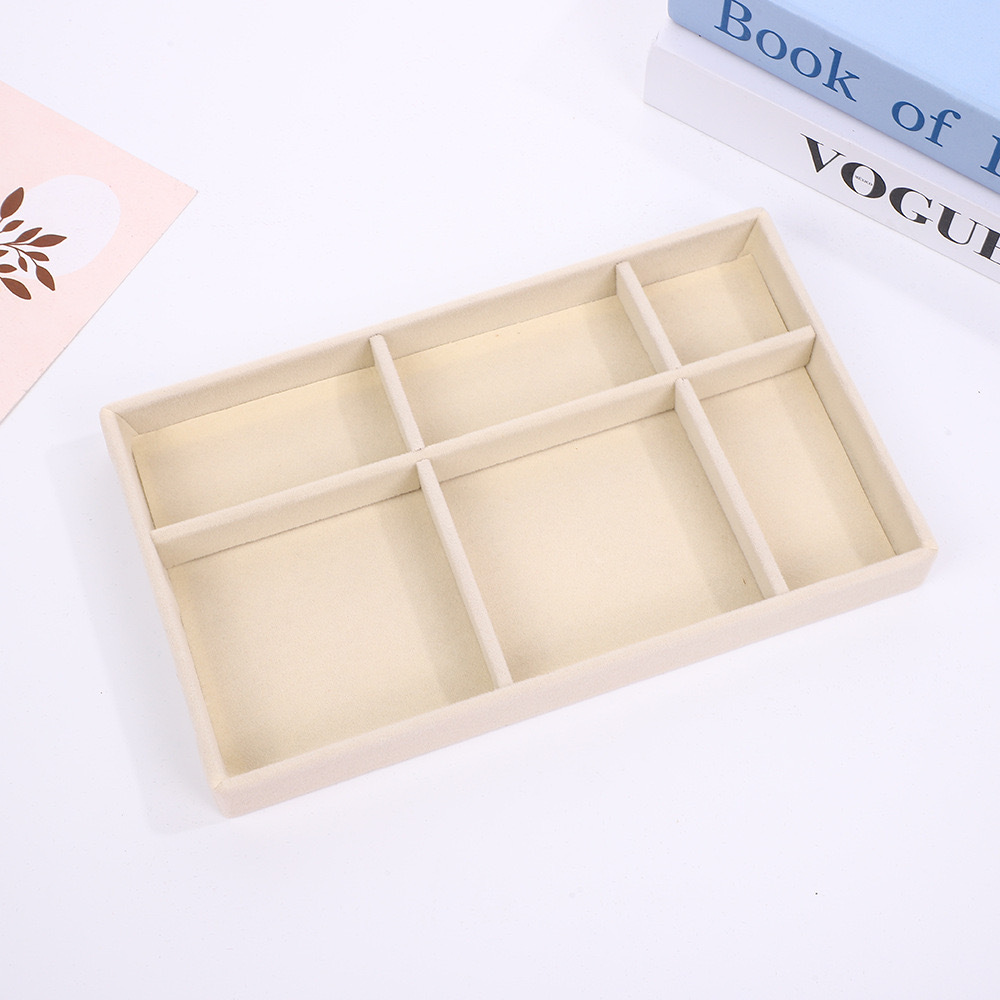 Velvet beige [6-grid tray]; [velvet tray 21*12.5*2.5cm]