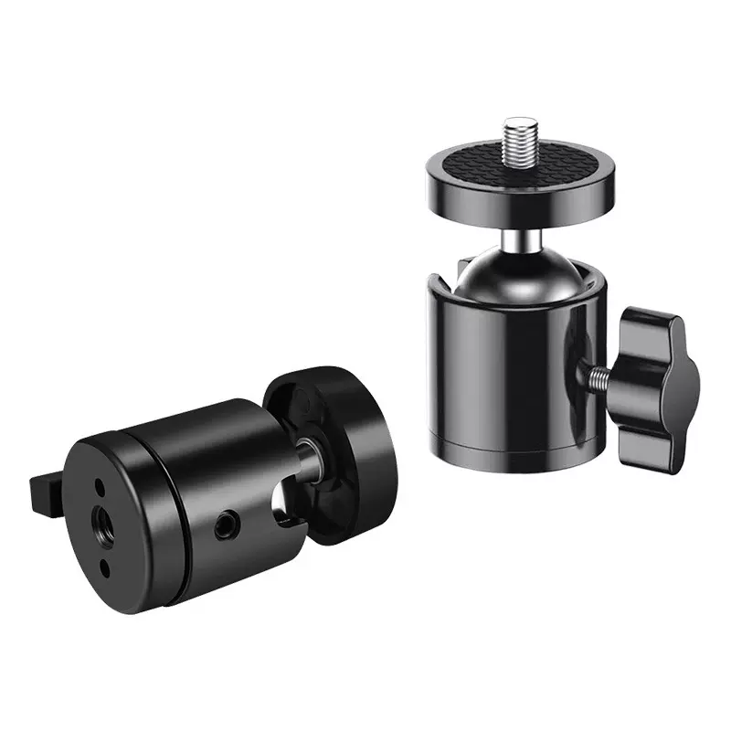 厂家直供通用手机直播支架配件360度旋转调节1/4螺口万向金属云台