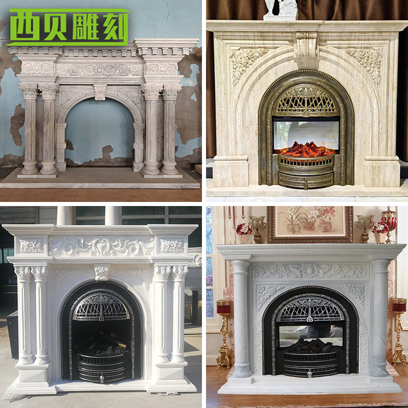 厂家供应大理石壁炉美式欧式拱形门壁炉家居别墅石材真火壁炉架