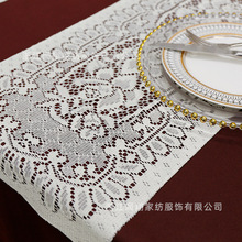 厂家直供 欧美ins风蕾丝装饰 花朵图案三件套桌布餐巾桌旗餐垫