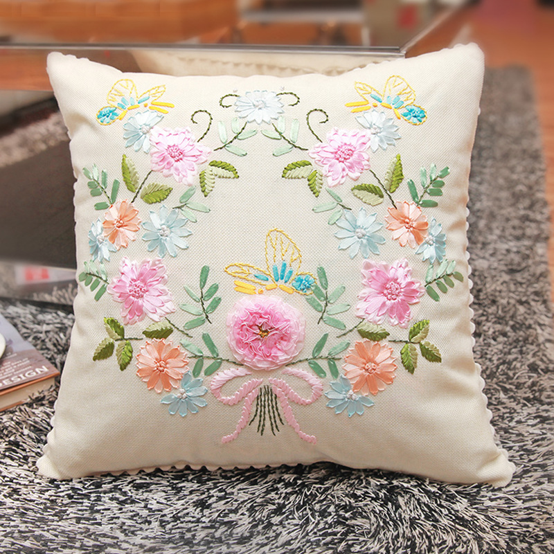 Jinhao bordado fábrica al por mayor hecho a mano bordado Cruz puntada DIY cinta bordado cojín almohada Guangzhou 04