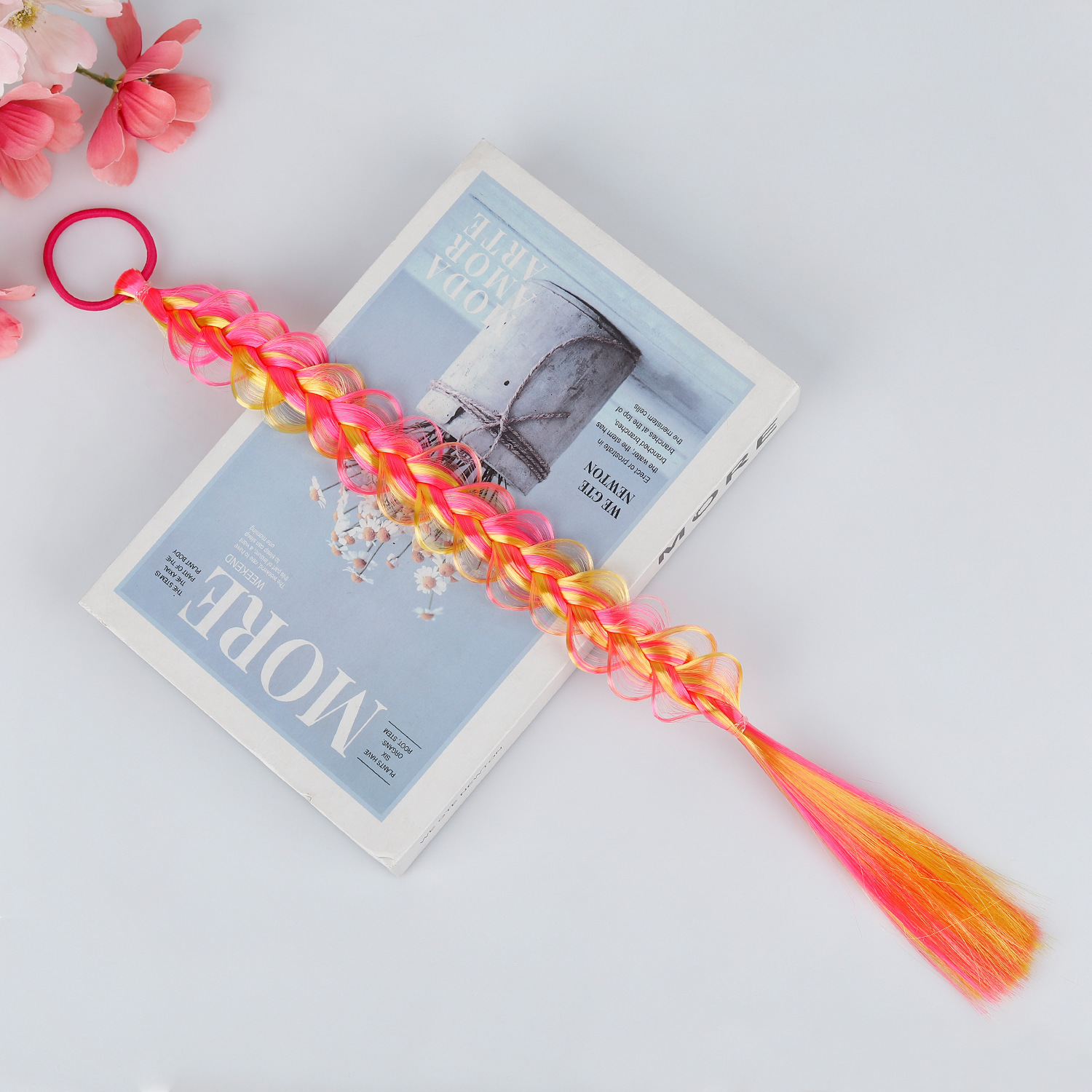 Comercio exterior pelucas de niños trenzas coloridas tocado de trenza burbuja anillo de cabello de alta elasticidad cabello de cola de caballo