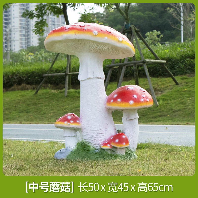 Parque Bosque Simulación Mushroom Escultura Decoración de jardín Patio Decoración de conejo Césped FRP Animales Escenografía
