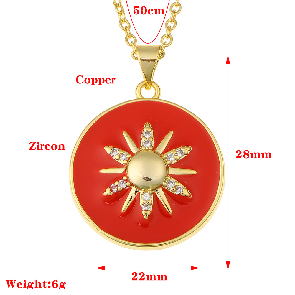 Fashion Round Sun Flower Pendant Necklace display picture 14
