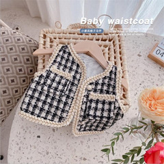 女童馬甲春秋外穿名媛小香風炸街時尚外套2021新款洋氣格子上衣服