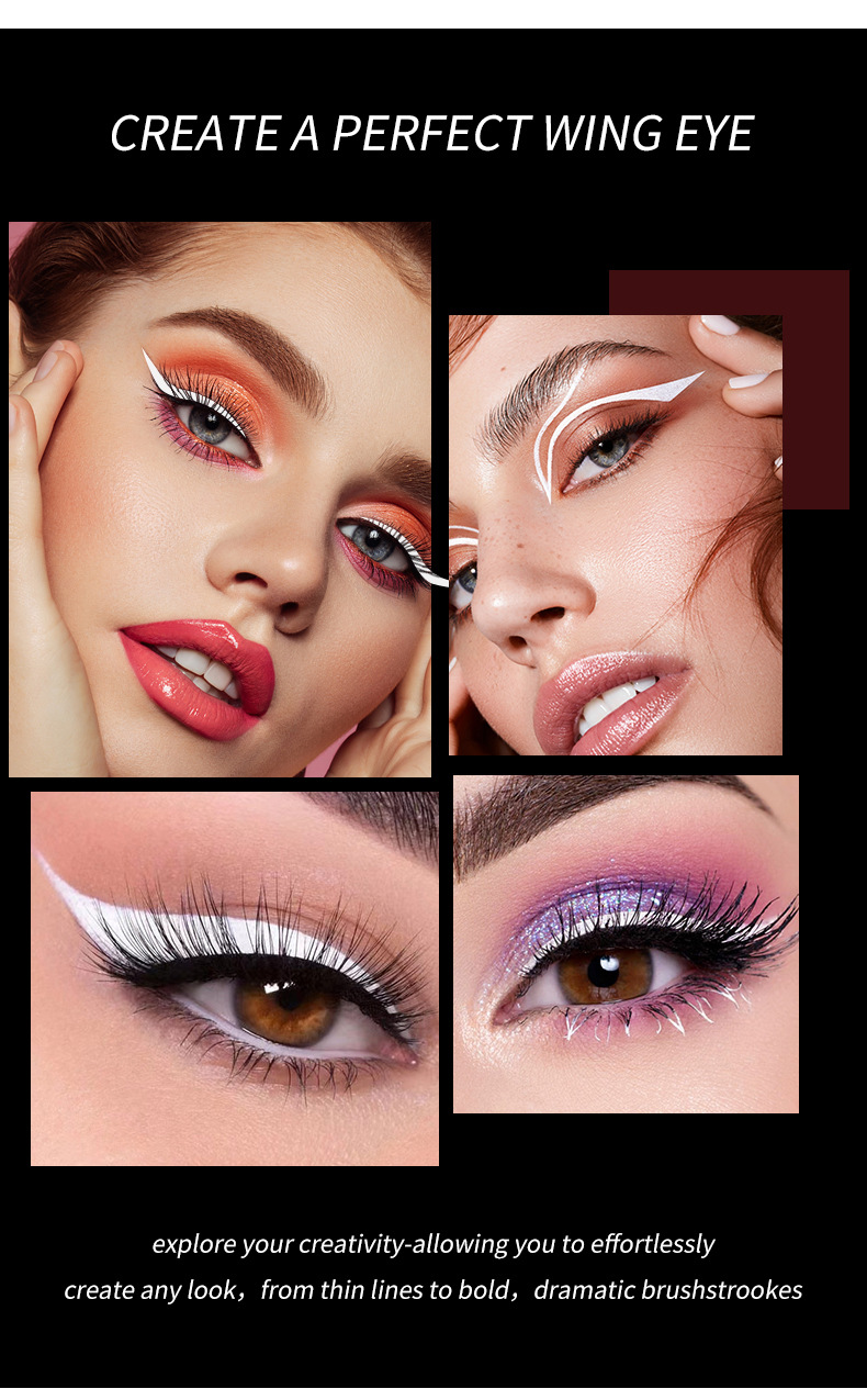 QIANXIU Cross-border bestseller white eyeliner pen, non-smudging, extremely fine, quick-drying colored eyeliner liquid wholesale undefined