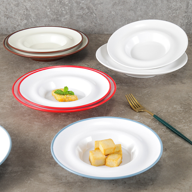 密胺创意餐具草帽盘深盘餐厅菜盘汤盘子商用西餐餐盘沙拉盘意面盘