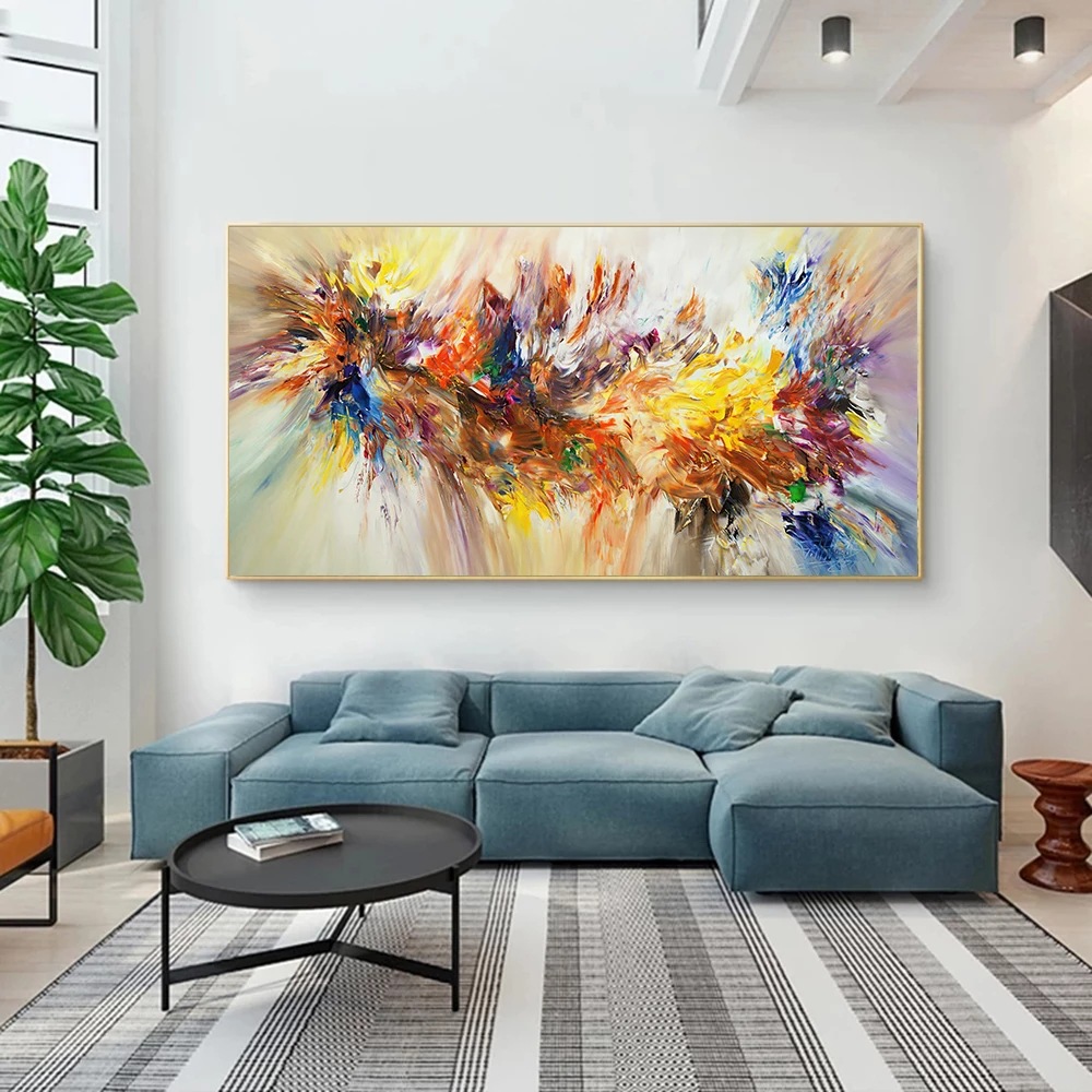 High-definition spray paint oil painting wall decoration single piece art colorful blooming flowers home art painting