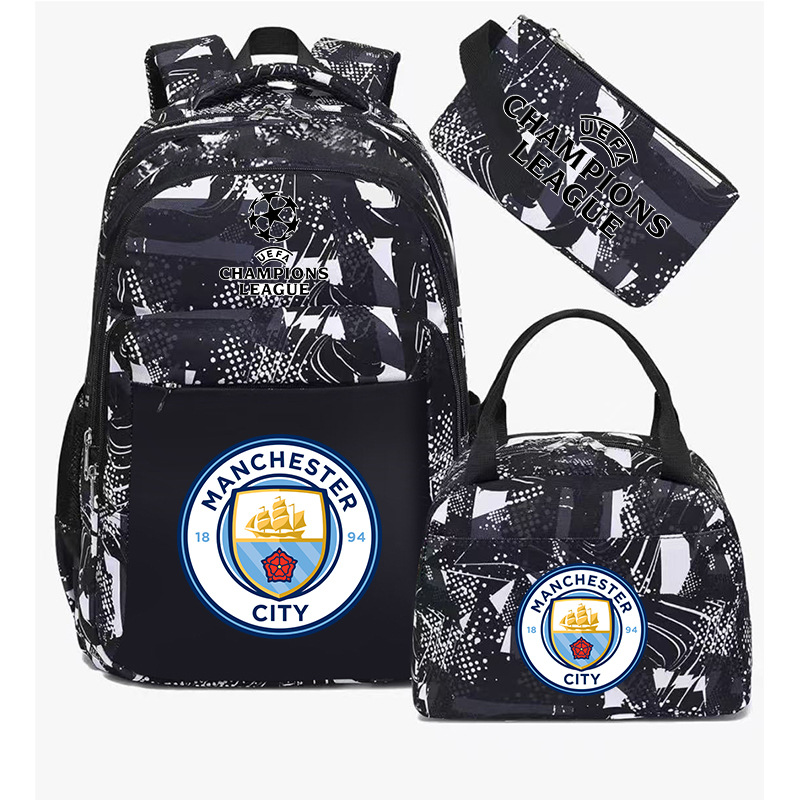 Aficionados al fútbol del Real Madrid Chelsea estudiantes de primaria alrededor de la mochila del Bayern mochila de tres piezas de gran capacidad