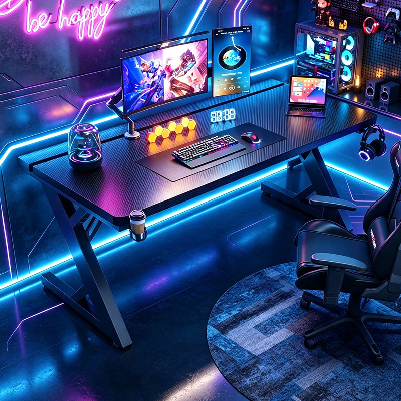 E-sports desk, desktop computer desk, home bedroom desk, office desk, can accommodate a mechanical arm, carbon fiber workbench table E-sports desk, desktop computer desk, home bedroom desk, office desk, can accommodate a mechanical arm, carbon fiber workbench table