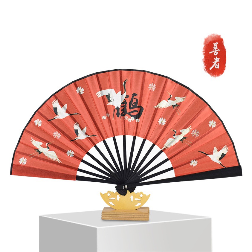 En stock Internet Celebrity fan hombres y mujeres retro estilo chino hanfu accesorios llevar 23cm satén plegable ventilador