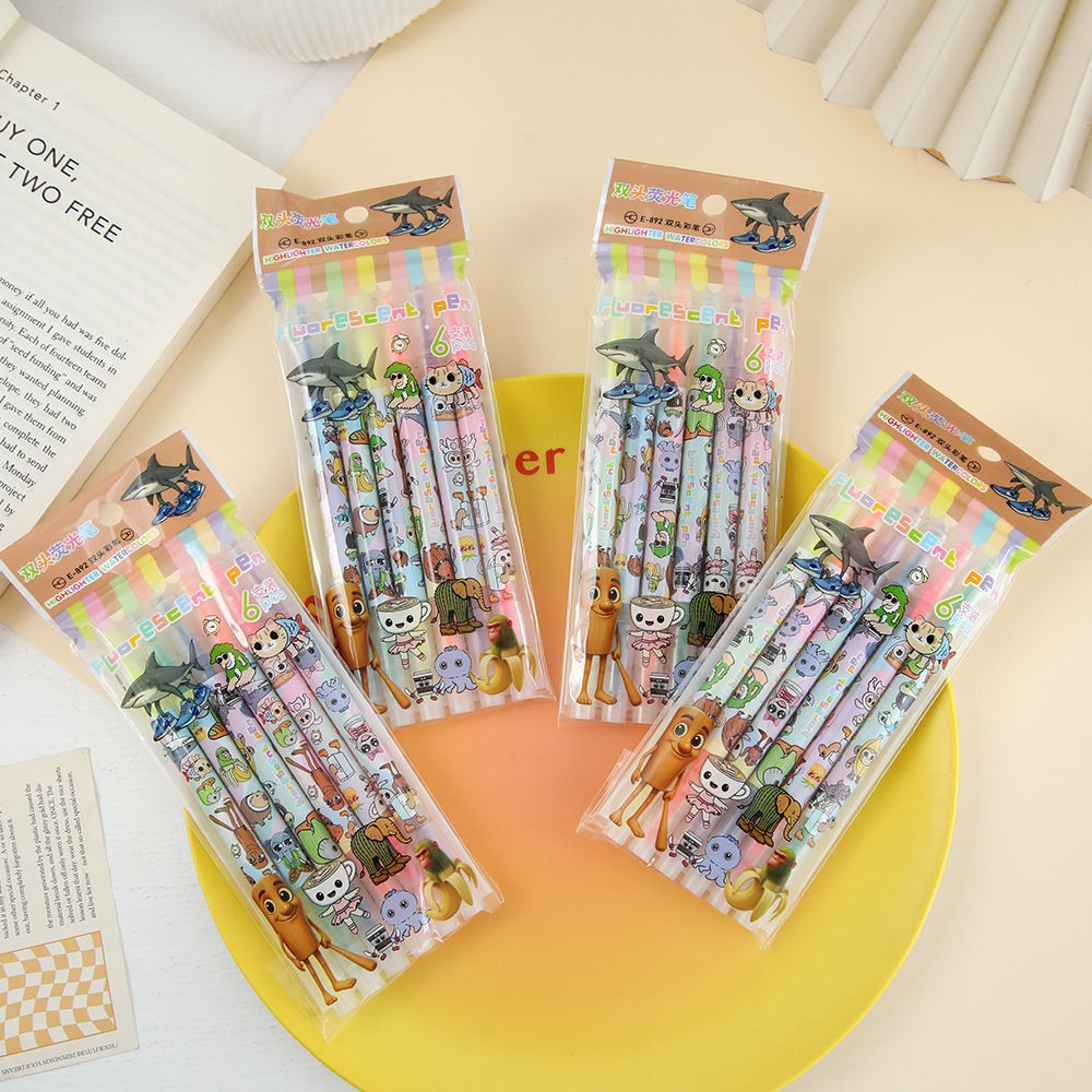 Transfronterizos extranjeros AI montaña y mar de doble cabeza puntero de resaltado puntero de tiburón puntero de madera puntero de escritura puntero de graffiti especial para tomar notas