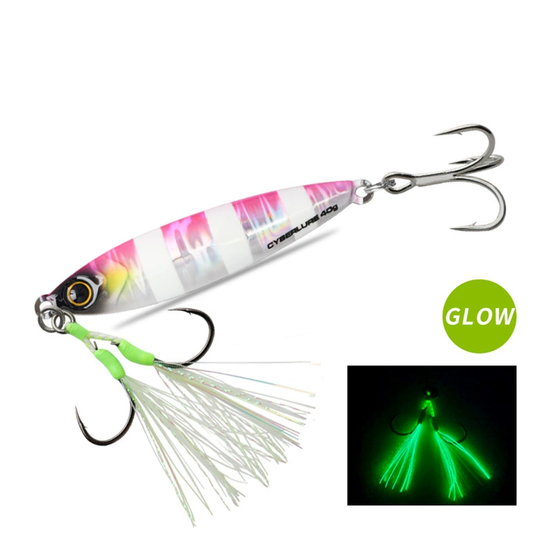 CYBERLURE Tungsten Steel Iron Plate Mackerel Luya Bait Qingdao Sea Fishing Boat Fishing Shore Throwing Mackerel Luminous Iron Plate Bait 112