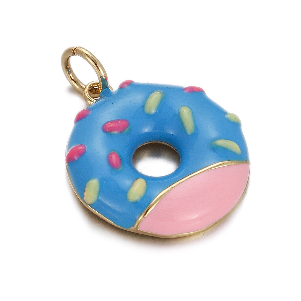 4g Weight Pendant Jewelry Making Type Gold Plated Plating Material Zircon Inlay Material 1 Piece Quantity Holiday Occasion Copper Material Donuts Pattern Women's Gender Enamel Design Simple Style Style 1 Piece Copper Zircon Gold Plated Donuts Pendant 19
