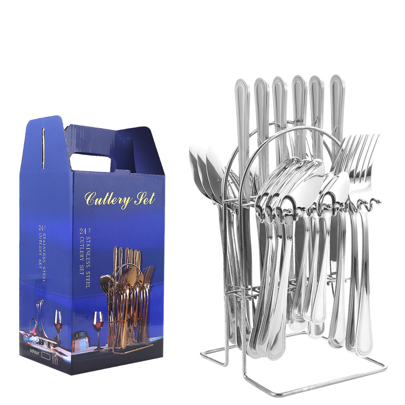 Productos de comercio electrónico transfronterizos cubiertos de acero inoxidable 24 piezas de cuchillo de filete de cuchara de cuchillo de cuchara de cuchillo de cuchillo