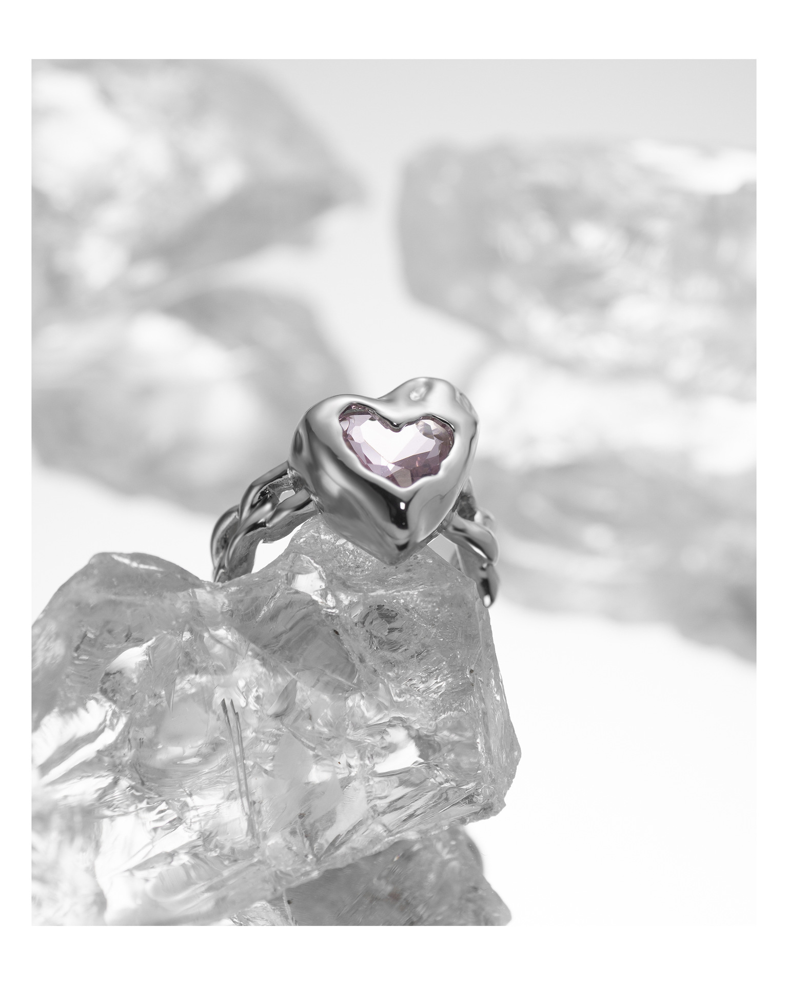 Fashion Heart Shape Copper Plating Zircon Open Ring