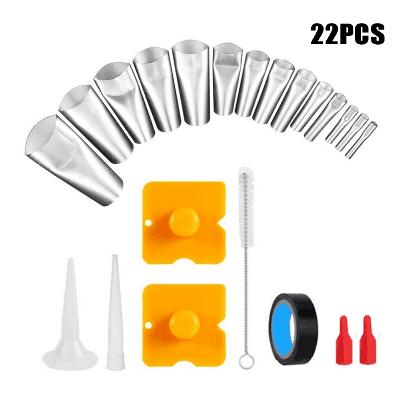 22件套美缝工具填缝喷嘴涂抹器密封胶整理刮板清洁毛刷组合