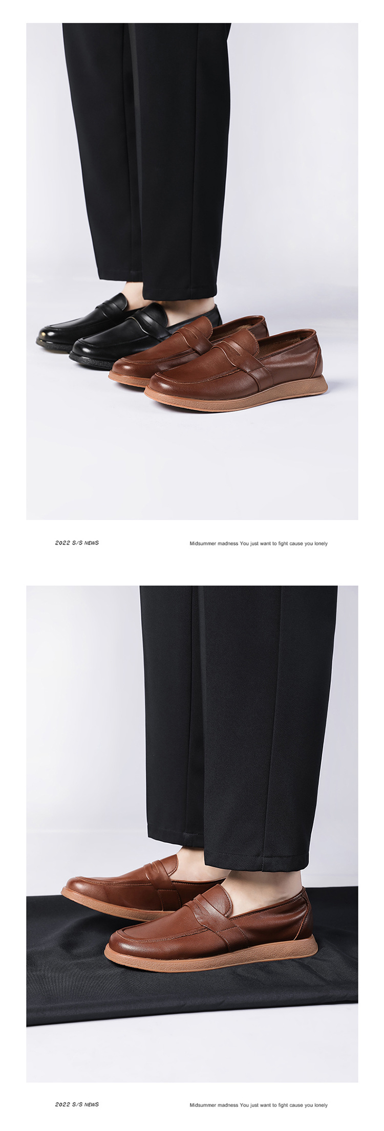 New square head leather shoes men's business soft bottom breathable casual shoes_vogvips.com