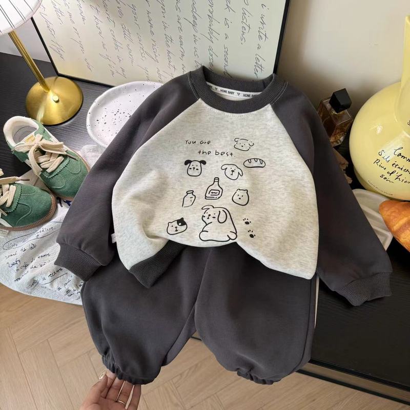 儿童卫衣套装2025秋季新款男童女童秋装卫裤卡通宝宝中小童两件套|undefined