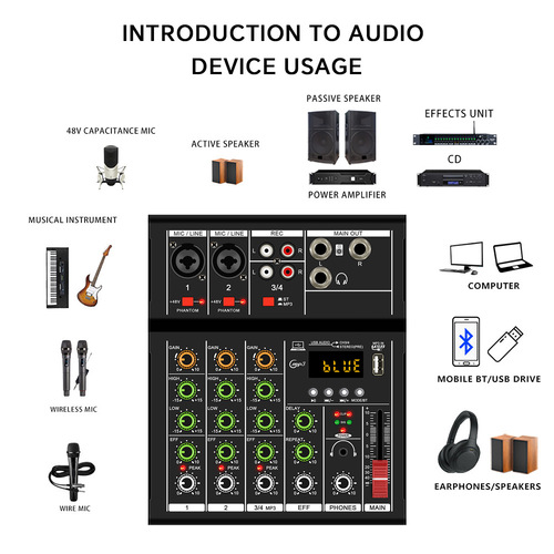 GAX-A4 professional digital small mixer with sound card mobile phone karaoke live broadcast multi-function all-in-one equipment set