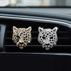 Cross-border car air vent perfume clip with embedded diamonds, leopard head car air vent perfume holder, creative car interior decoration item