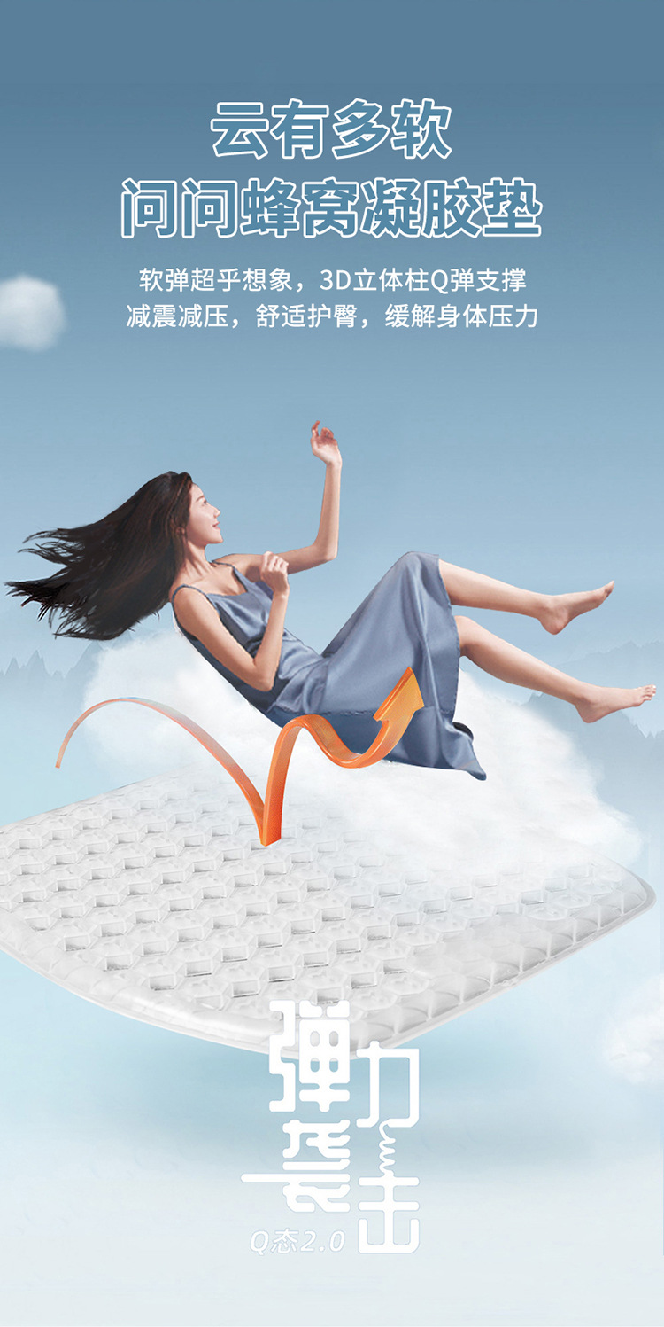 Gel Seat Cushion Car Honeycomb Chair Cushion Office Long-Sitting Chair Summer Breathable Egg Seat Cushion Silicone Cooling Pad