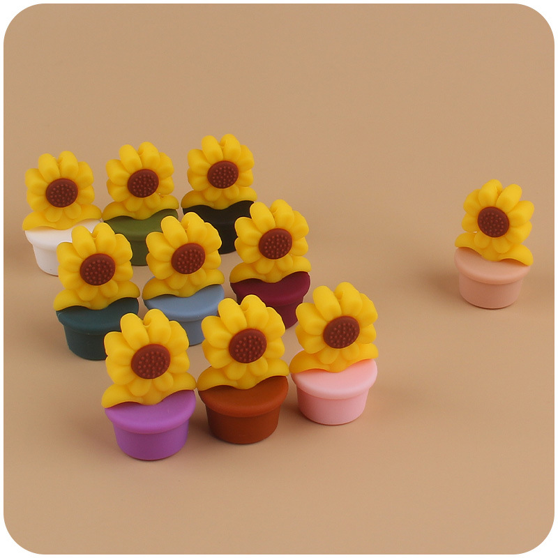 Nuevo bebé suministros de dibujos animados girasol mordedor creativo DIY bebé chupete cadena pulsera accesorios de juguete