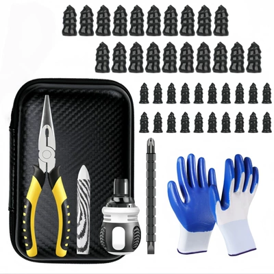 Repair Rubber, Repair kit - 46-piece-tire-repair-tool-kit-20-large-rubber-nails-20-small-rubber-nails