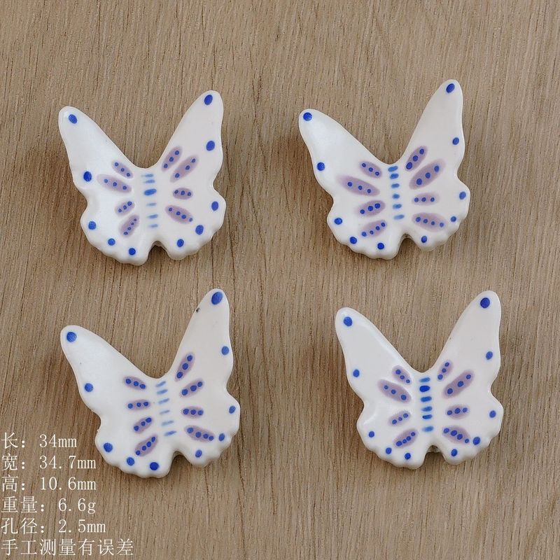 景德镇手绘陶瓷蝴蝶配件饰品串珠手工DIY项链吊坠材料散珠货源|undefined