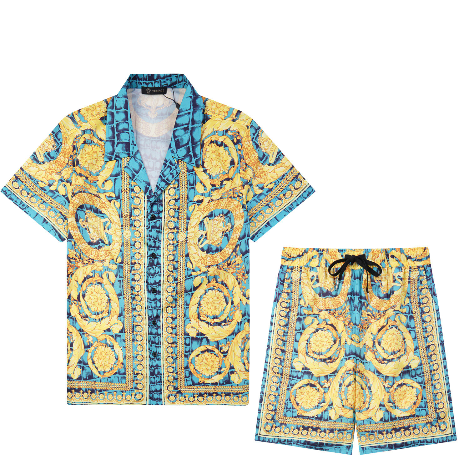 Transfronterizo de verano Amiri set clásico impresión de caju amiri camisa corta casual ropa deportiva para hombres y mujeres