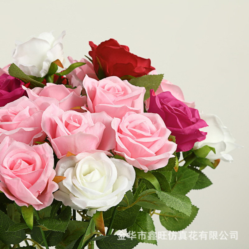 多色珍珠玫瑰仿真花家居客厅酒店婚礼餐桌装饰永生花户外拍摄假花|undefined
