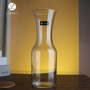 Libby large capacity hip flask simple decanter glass lemon juice pot wide mouth split hip flask creative big mouth vase