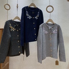 手工刺绣针织开衫 2025秋季新款 清新甜美花边系带毛衣外套上衣女