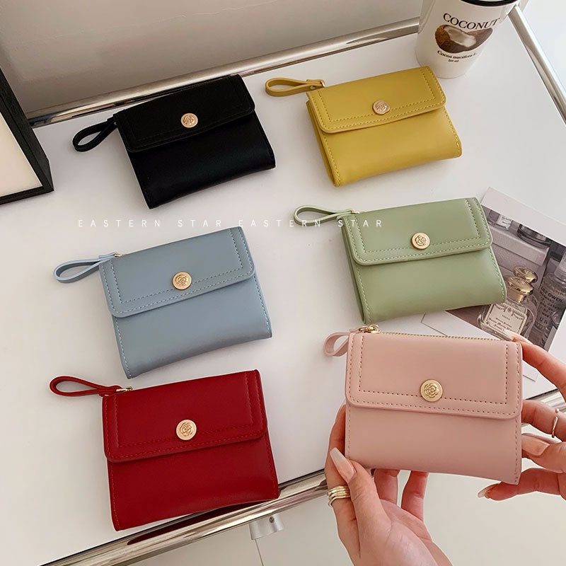 Cross-Border Short Fashion 70% off Women's Foldableing Wallet Student Simple Multi-Functional Wholesale Id Ins Coin Purse
