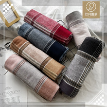 外贸新款仿羊绒围巾女厚款格子韩版保暖披肩百搭流苏格纹学生围脖