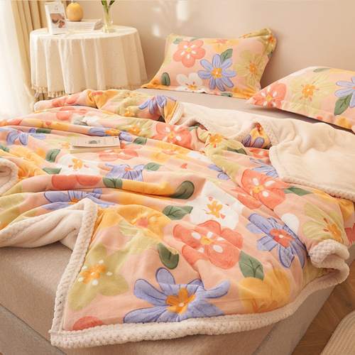 冬季毛毯加绒珊瑚法兰绒毯子双层牛奶法莱绒贝贝被套午睡礼品代发