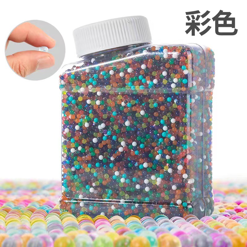 Bolitas de gel absorbente de agua 7-8mm, perlas decorativas hidratantes, paquete en botella cuadrada