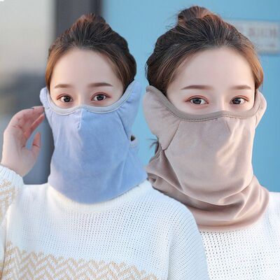 挡风面罩保暖口罩女冬加厚护颈护耳骑行三合一户外防寒围脖秋冬季|ms