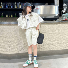 女童套裝夏裝2024新款兒童夏季衣服童裝女洋氣時髦女孩中大童套裝