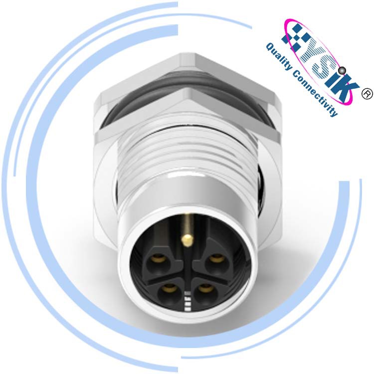 M12 L扣5芯母插座 兼容菲尼克斯SACC-DSI-M12FSL-4FE-M16XL-L180